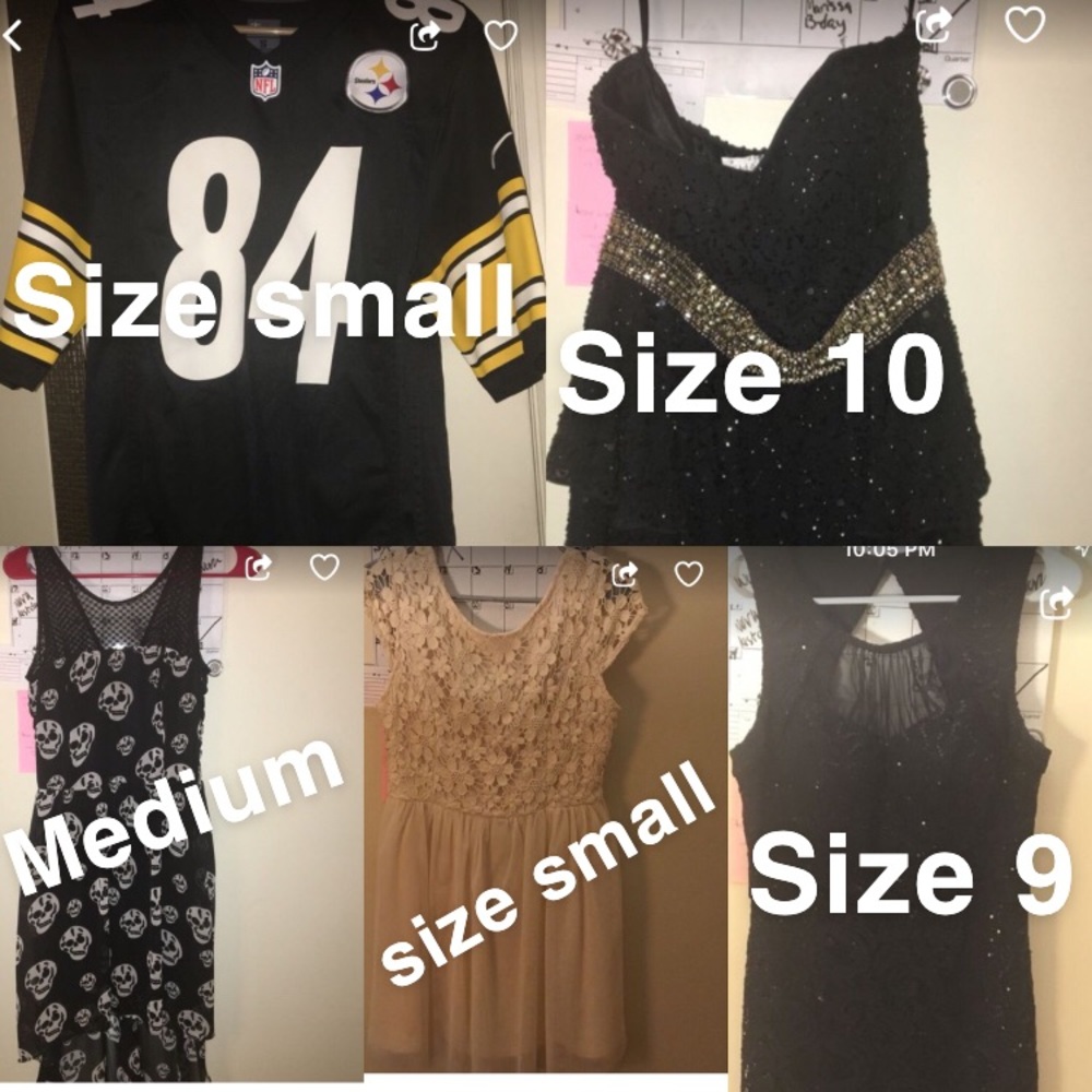 4 dresses and 1 steelers jersey